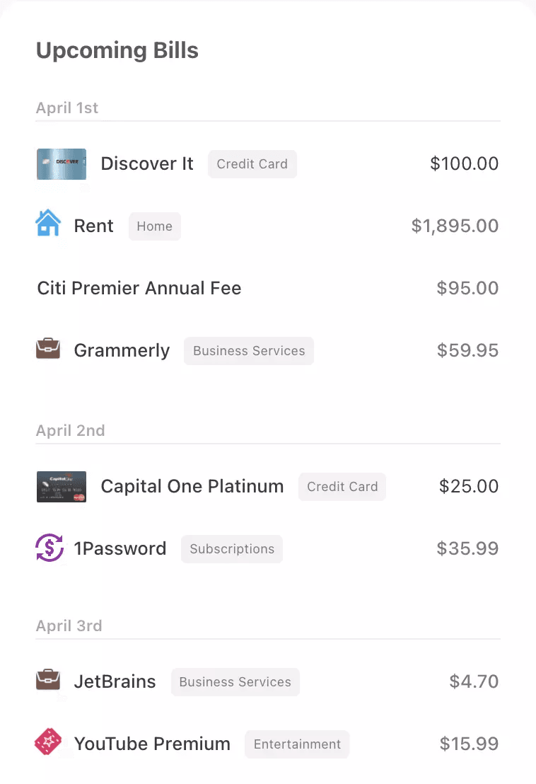 Upcoming Bills