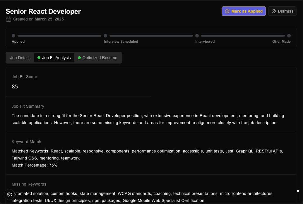 Job Lead Details
